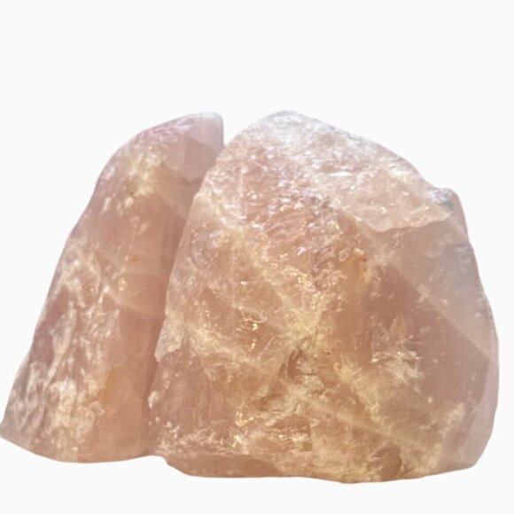 Pink Rose Quartz Crystal Bookends, Natural Characteristics Unique Bookshelf (AH) - Picture 5 of 10